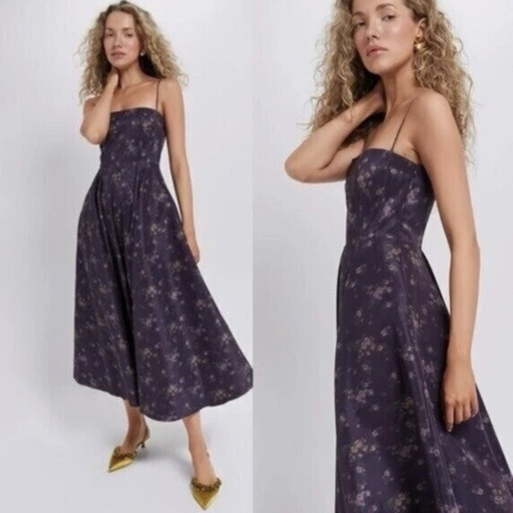 NWT Tuckernuck Naomi Midi Dress A Line Floral Purple Rosette Amethyst - XXL